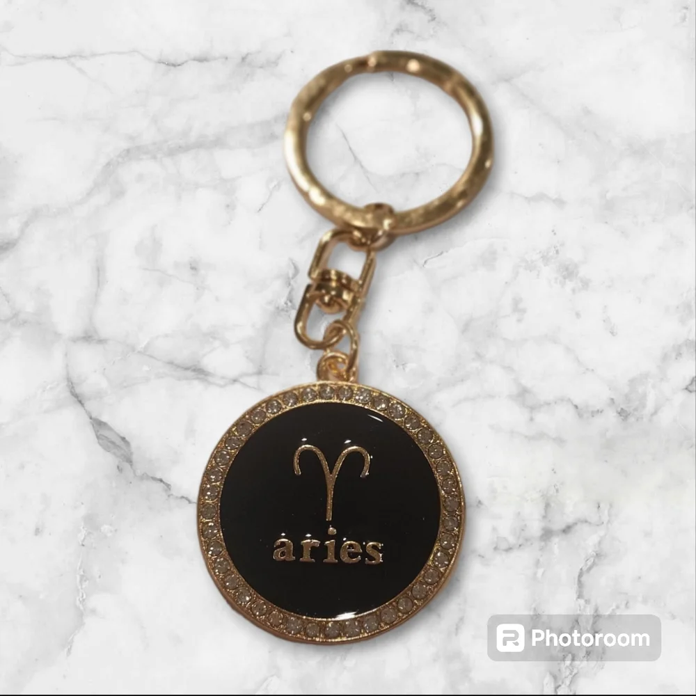 New Aries Bling 2-sided zodiac keychain